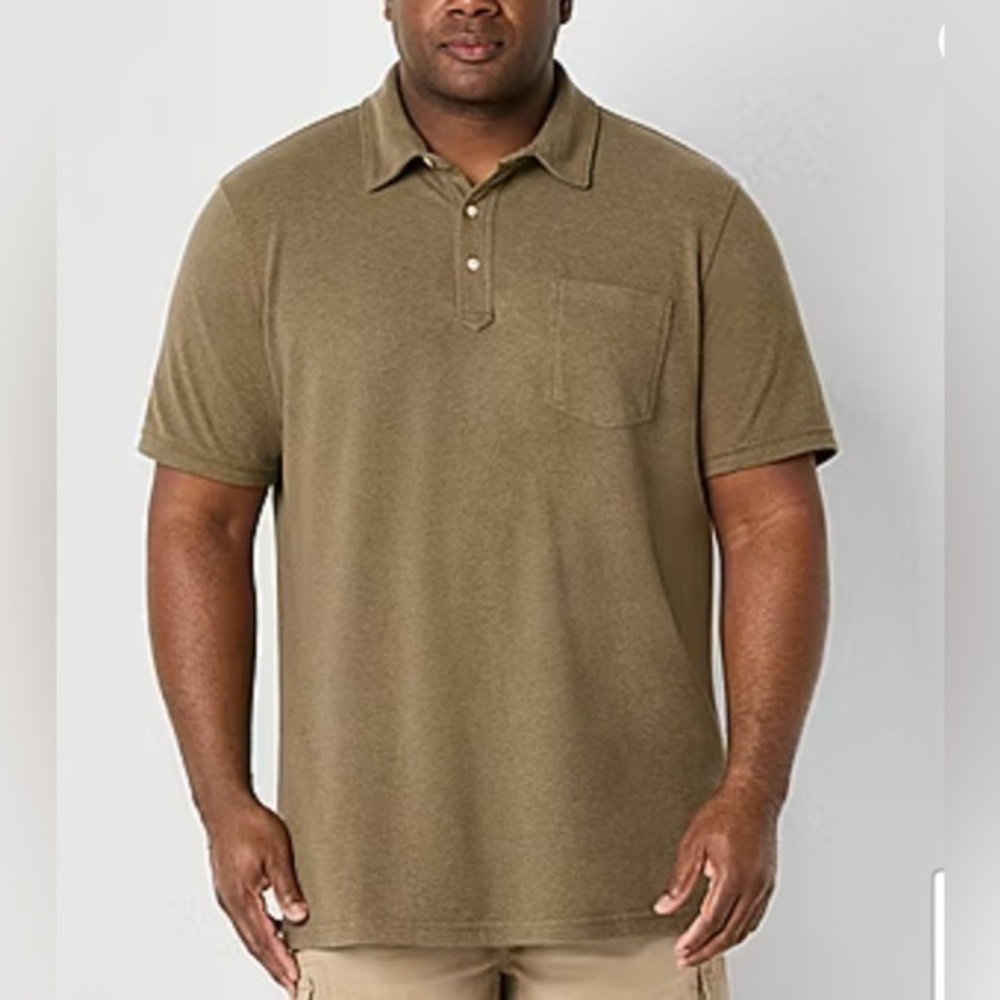 Mutual Weave Men's Heatherered Olive Short Sleeve Polo Shirt NWT 4X #1858